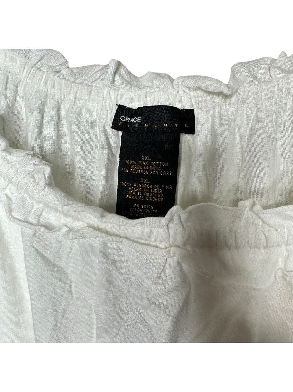 Grace Elements White Short Sleeve Ruffle Neck &‎ Sleeve Casual Top Size XXL - Picture 3 of 4